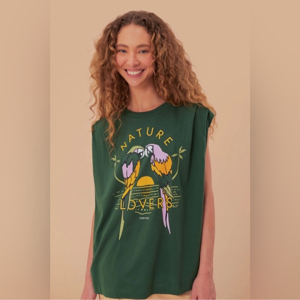 FARM RIO Green Nature Lovers Pleat Organic Cotton T-Shirt